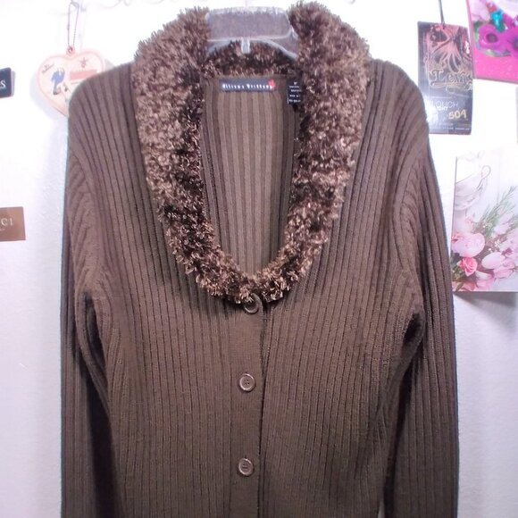 Allison Brittney Chevron Open Front Cardigan sz XL - Picture 2 of 12